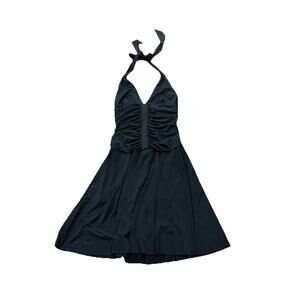 XOXO Collection Black Ruched Halter Top Short Dress Whimsigoth Fairy Y2K Size M